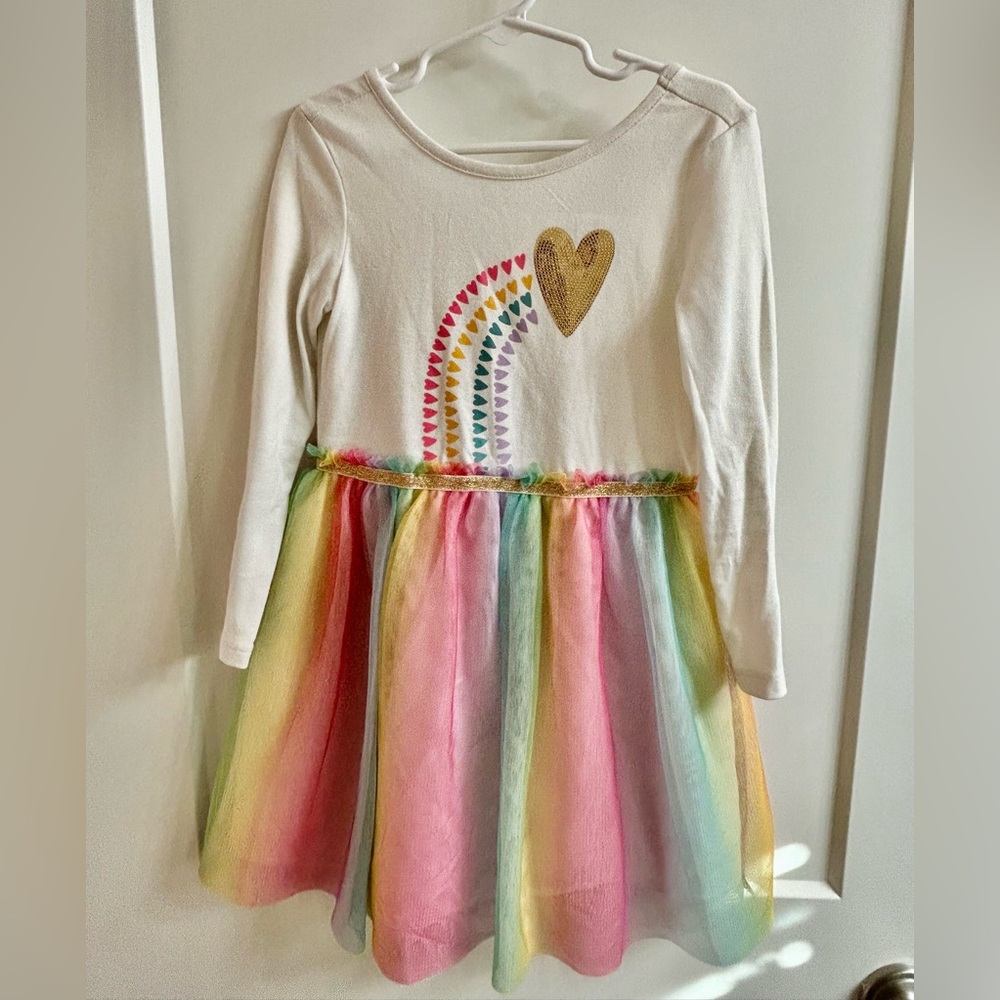 Cat & Jack Toddler Girls Heart Rainbow Tulle Dress